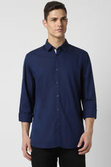 Men's Navy Casual Full Sleeves Shirt
