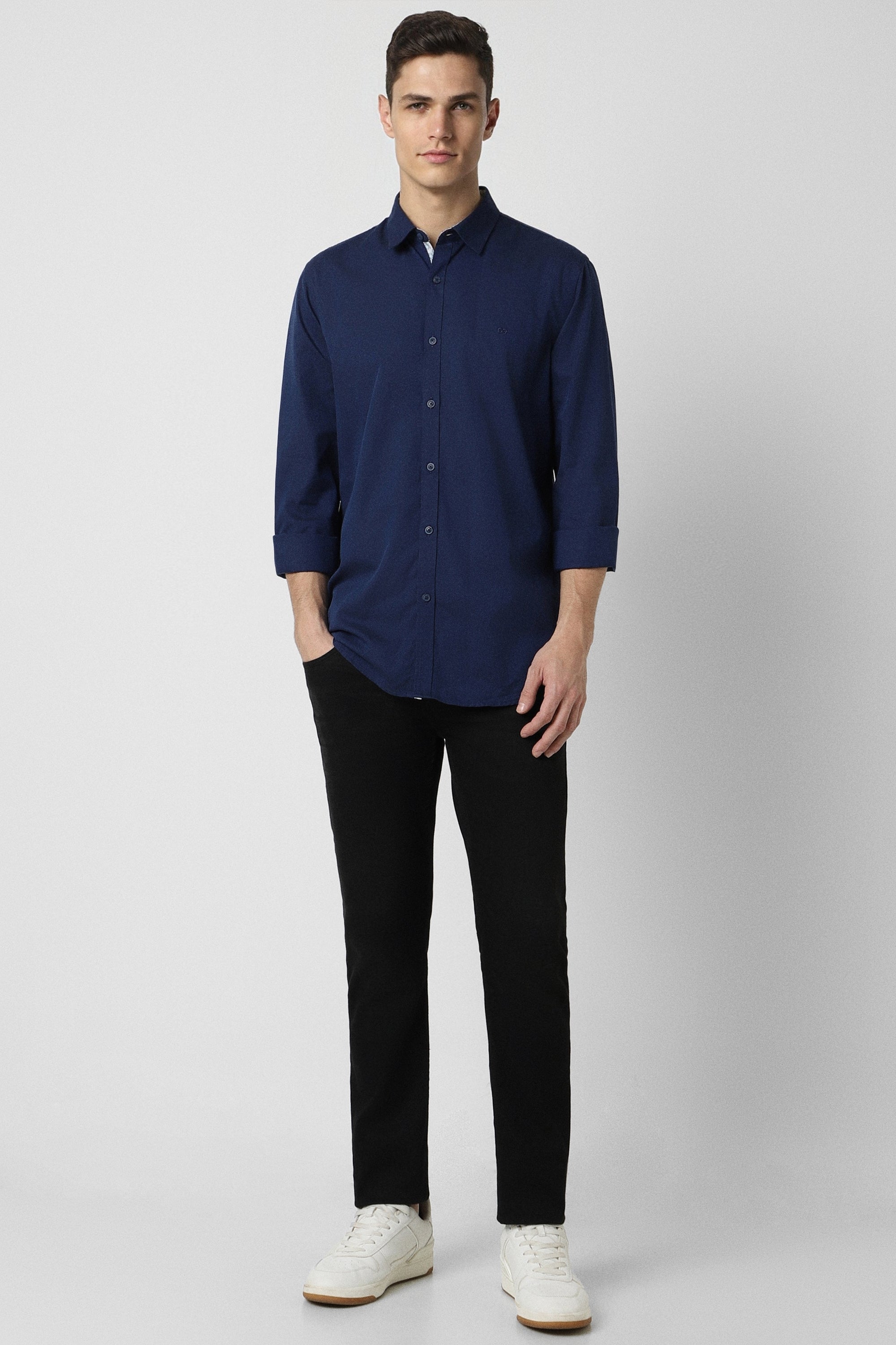Men's Navy Casual Full Sleeves Shirt