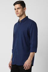 Men's Navy Casual Full Sleeves Shirt