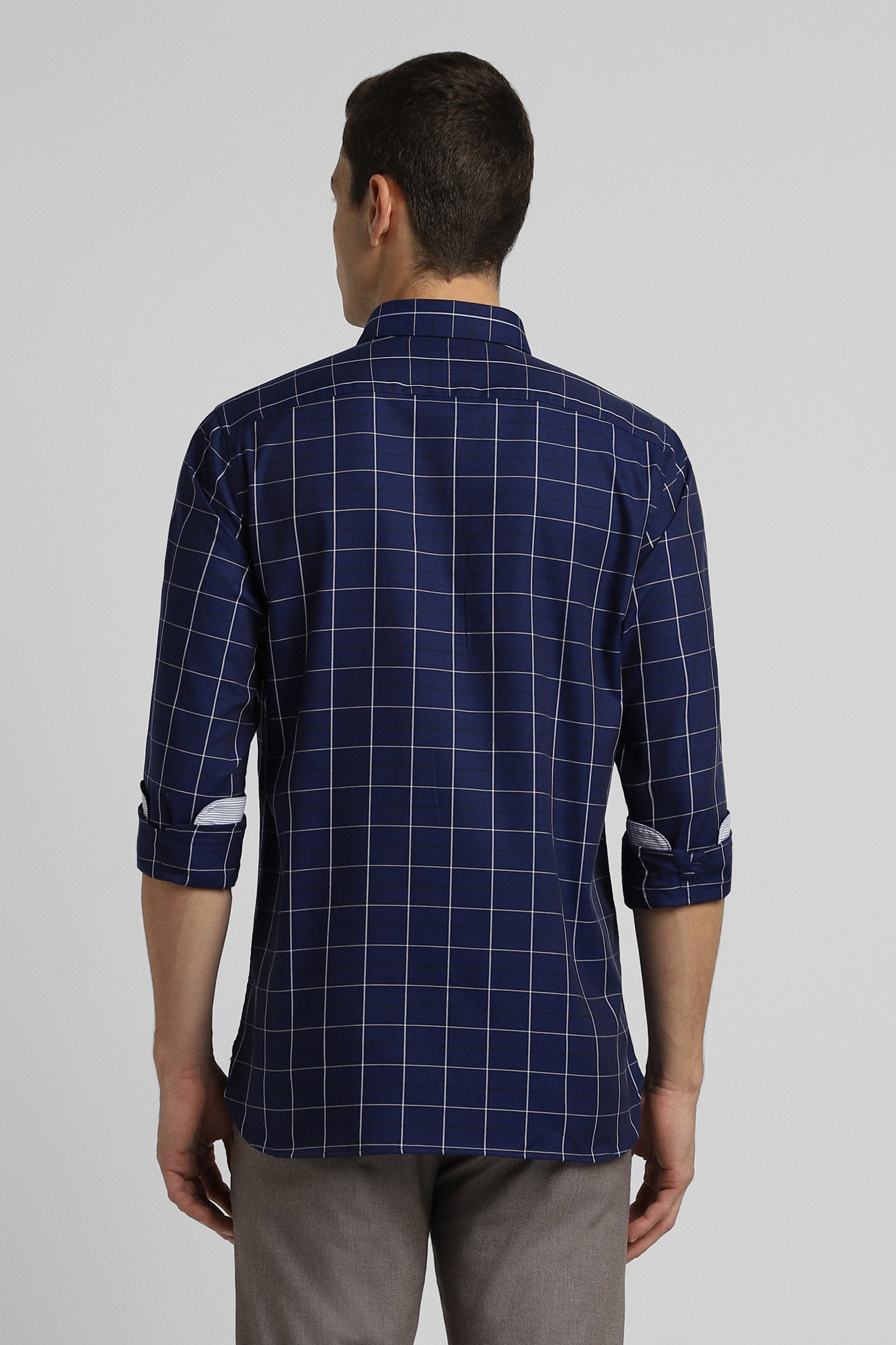 Men's Navy Casual Full Sleeves Shirt