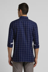 Men's Navy Casual Full Sleeves Shirt