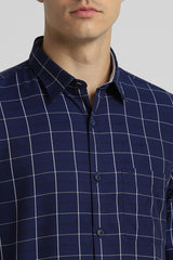 Men's Navy Casual Full Sleeves Shirt