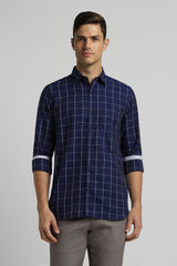 Men's Navy Casual Full Sleeves Shirt