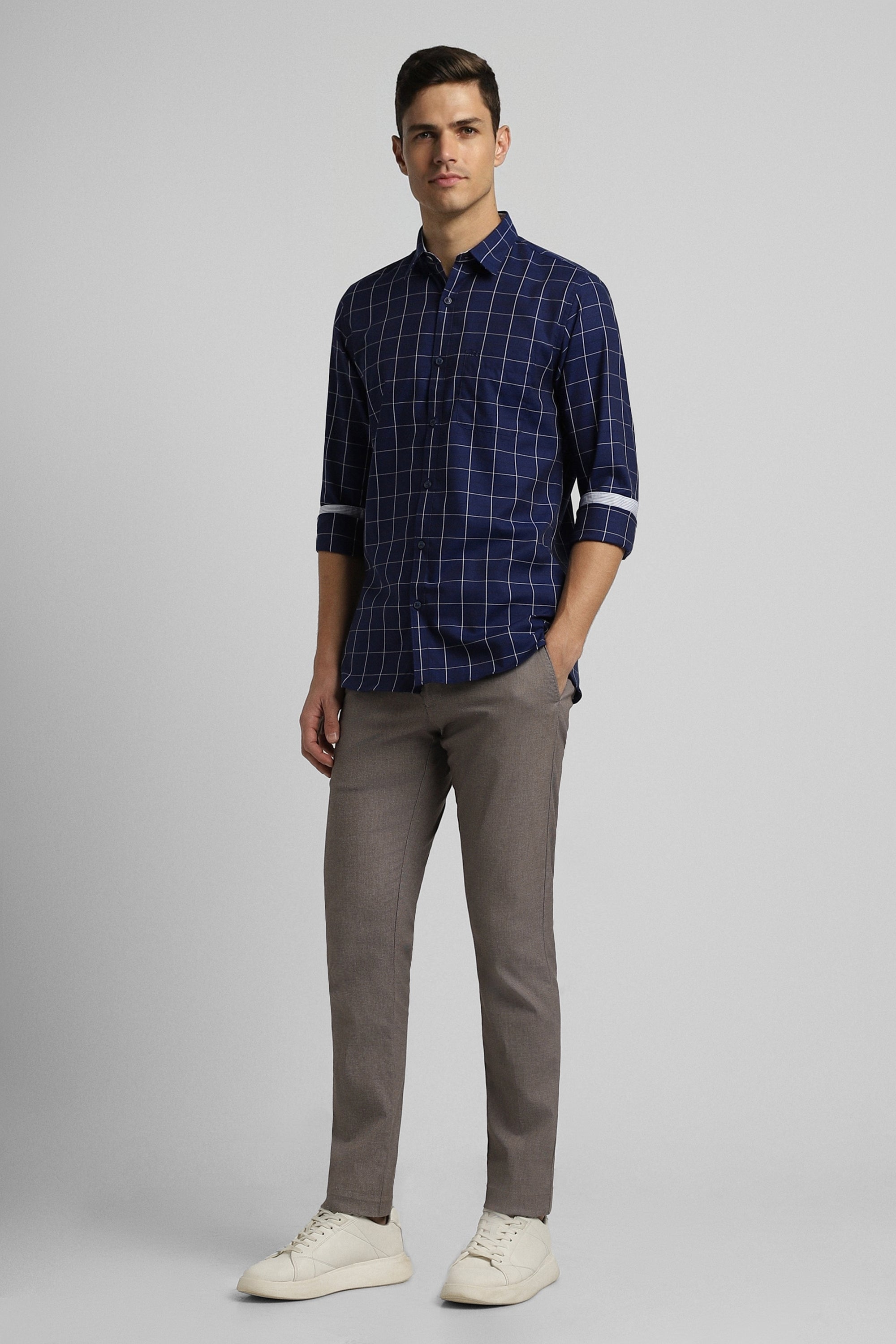 Men's Navy Casual Full Sleeves Shirt