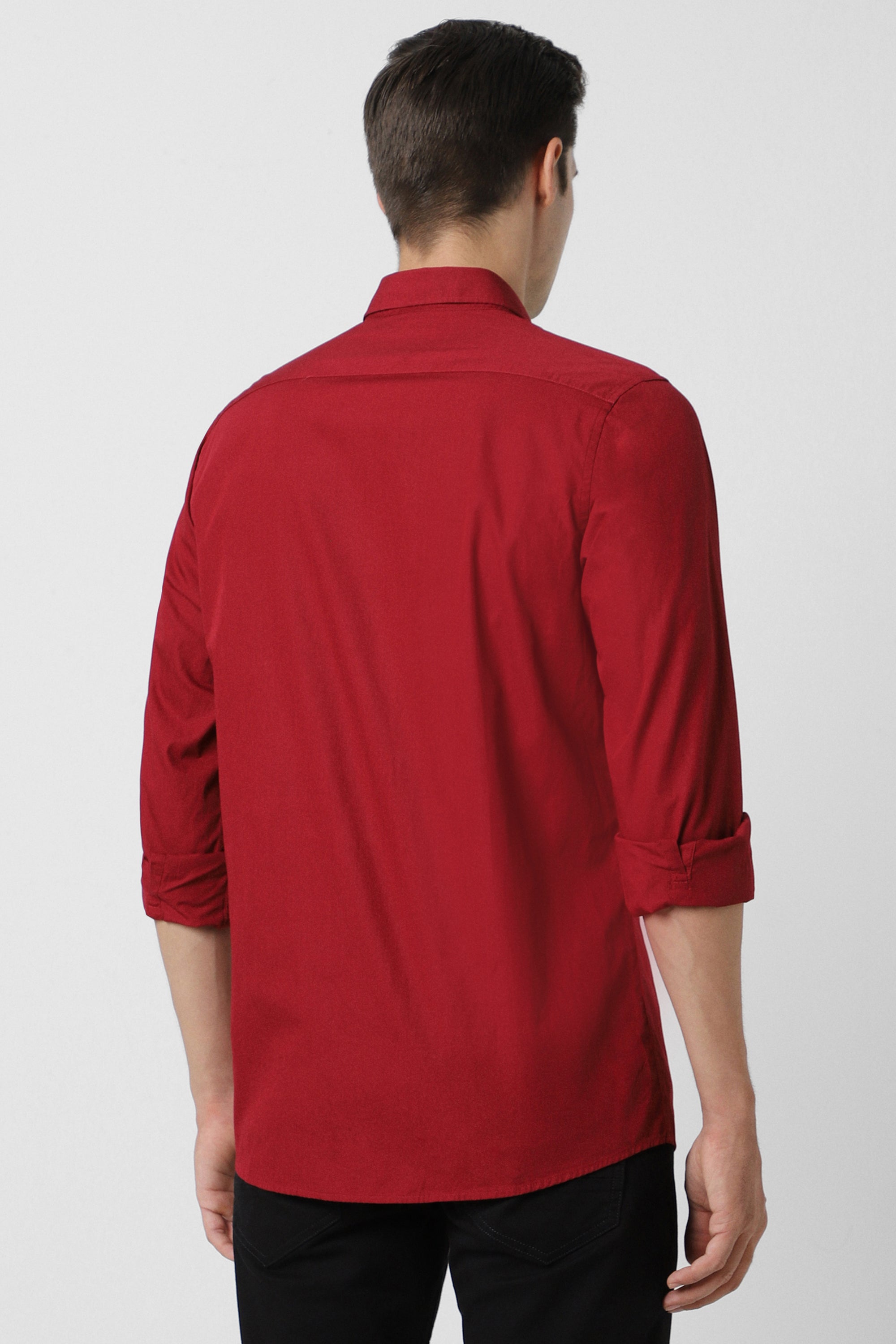 Men's Red Casual Full Sleeves Shirt
