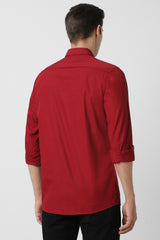 Men's Red Casual Full Sleeves Shirt