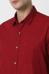 Men's Red Casual Full Sleeves Shirt