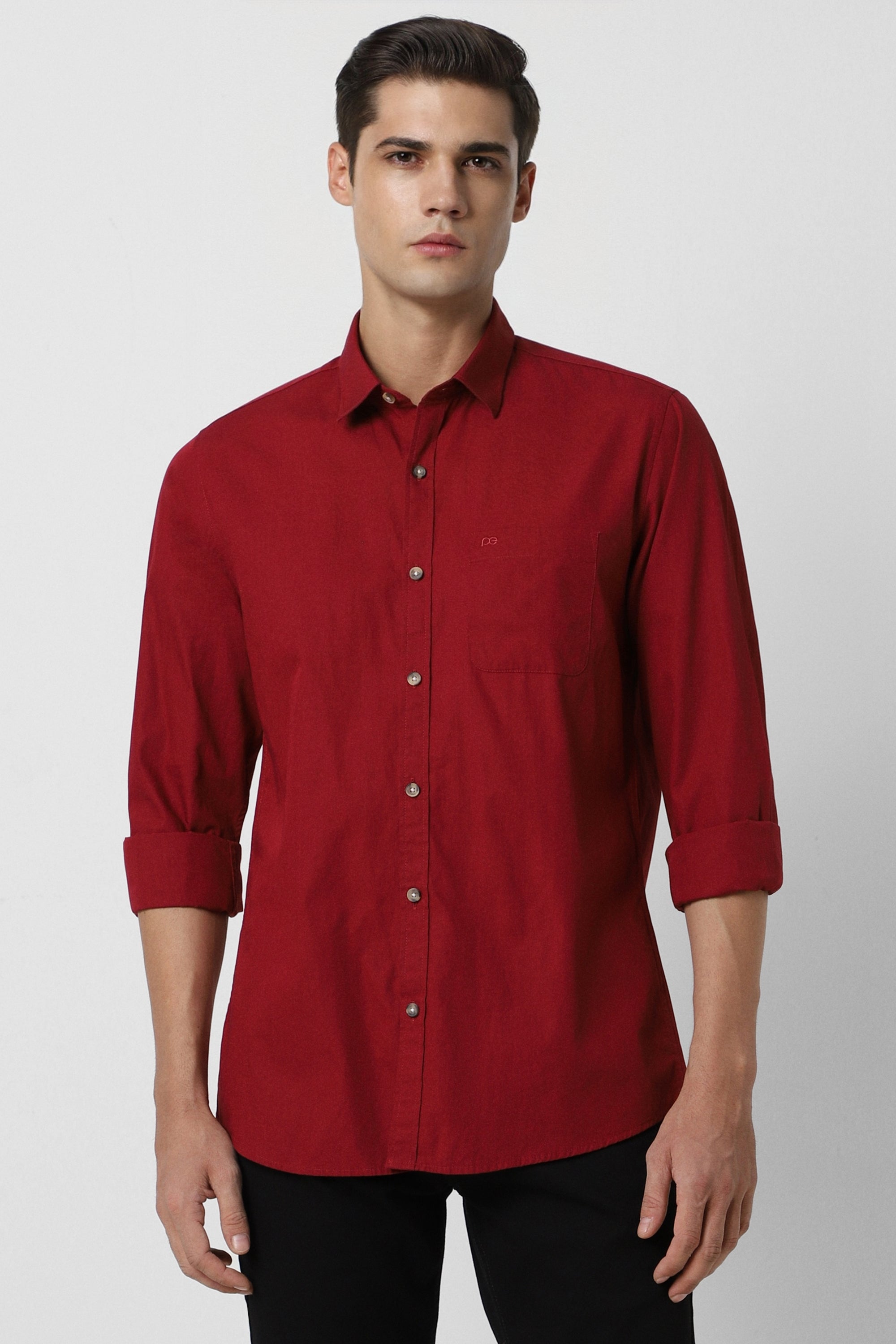 Men's Red Casual Full Sleeves Shirt