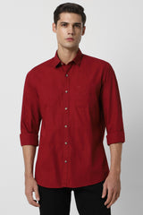Men's Red Casual Full Sleeves Shirt