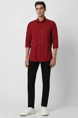Men's Red Casual Full Sleeves Shirt