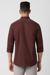 Men's Maroon Casual Full Sleeves Shirt
