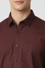 Men's Maroon Casual Full Sleeves Shirt