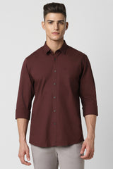 Men's Maroon Casual Full Sleeves Shirt
