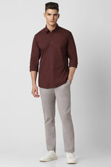 Men's Maroon Casual Full Sleeves Shirt