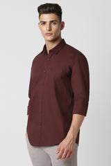 Men's Maroon Casual Full Sleeves Shirt