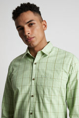 Men's Green Casual Full Sleeves Shirt