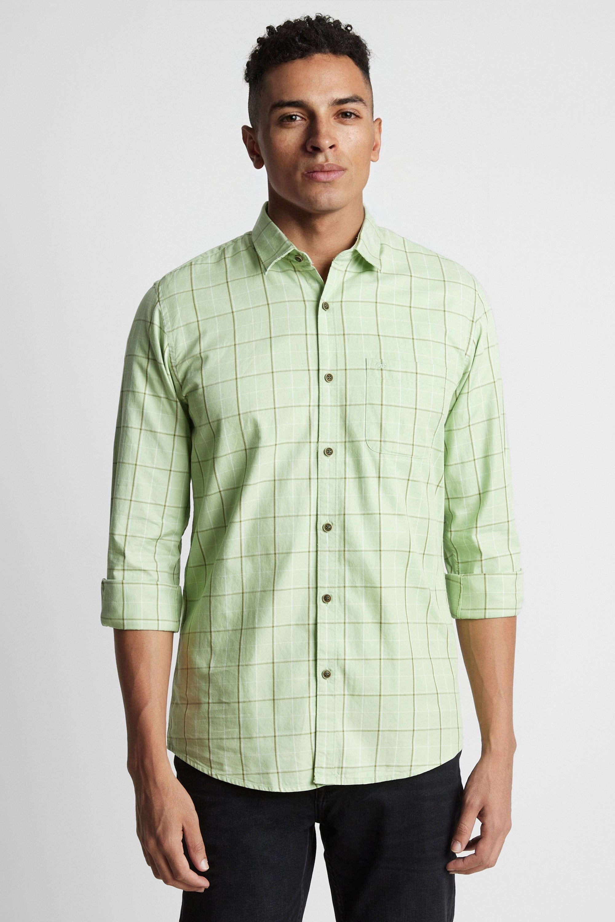 Men's Green Casual Full Sleeves Shirt