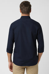 Men's Navy Casual Full Sleeves Shirt