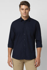 Men's Navy Casual Full Sleeves Shirt