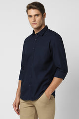 Men's Navy Casual Full Sleeves Shirt
