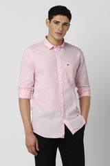 Men's Pink Casual Full Sleeves Shirt