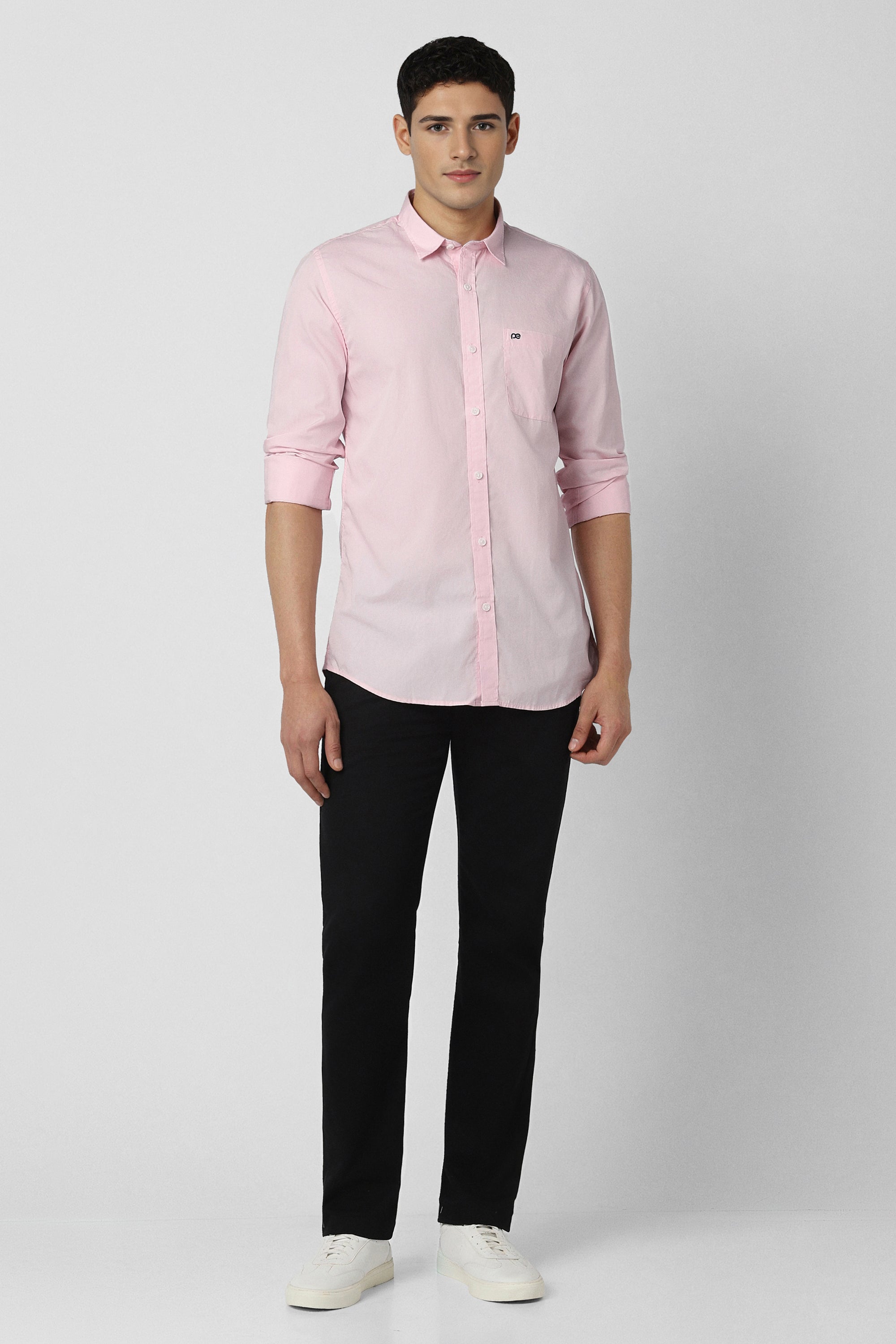 Men's Pink Casual Full Sleeves Shirt