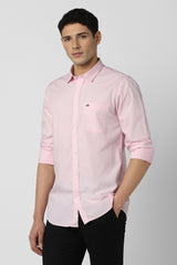 Men's Pink Casual Full Sleeves Shirt