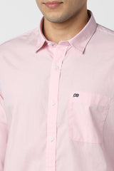 Men's Pink Casual Full Sleeves Shirt