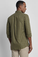 Men's Olive Casual Full Sleeves Shirt