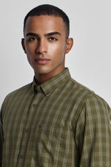 Men's Olive Casual Full Sleeves Shirt