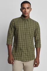 Men's Olive Casual Full Sleeves Shirt
