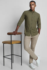 Men's Olive Casual Full Sleeves Shirt