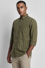 Men's Olive Casual Full Sleeves Shirt