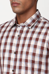 Men's Brown Casual Full Sleeves Shirt