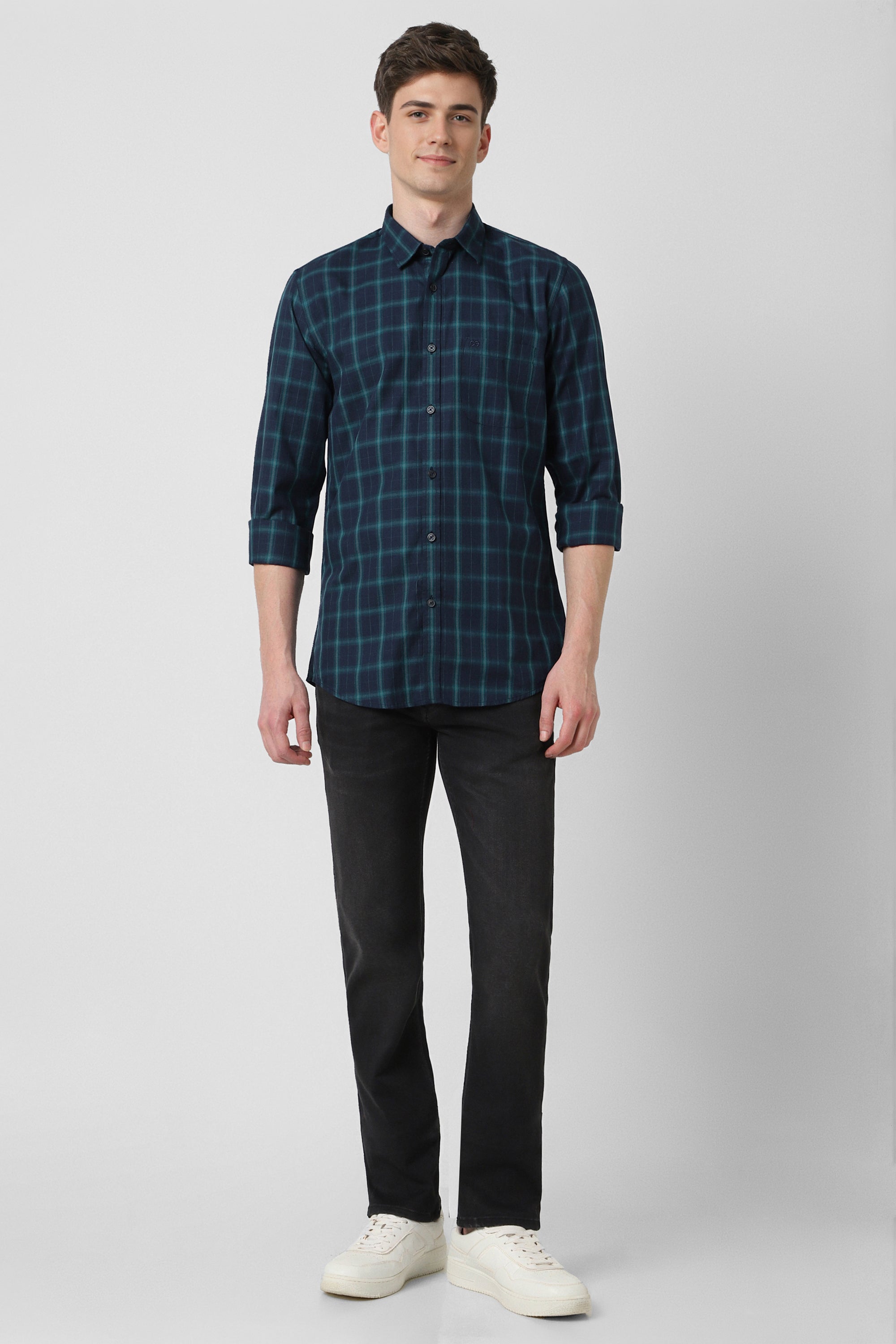 Men's Navy Casual Full Sleeves Shirt