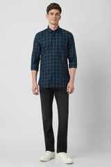 Men's Navy Casual Full Sleeves Shirt
