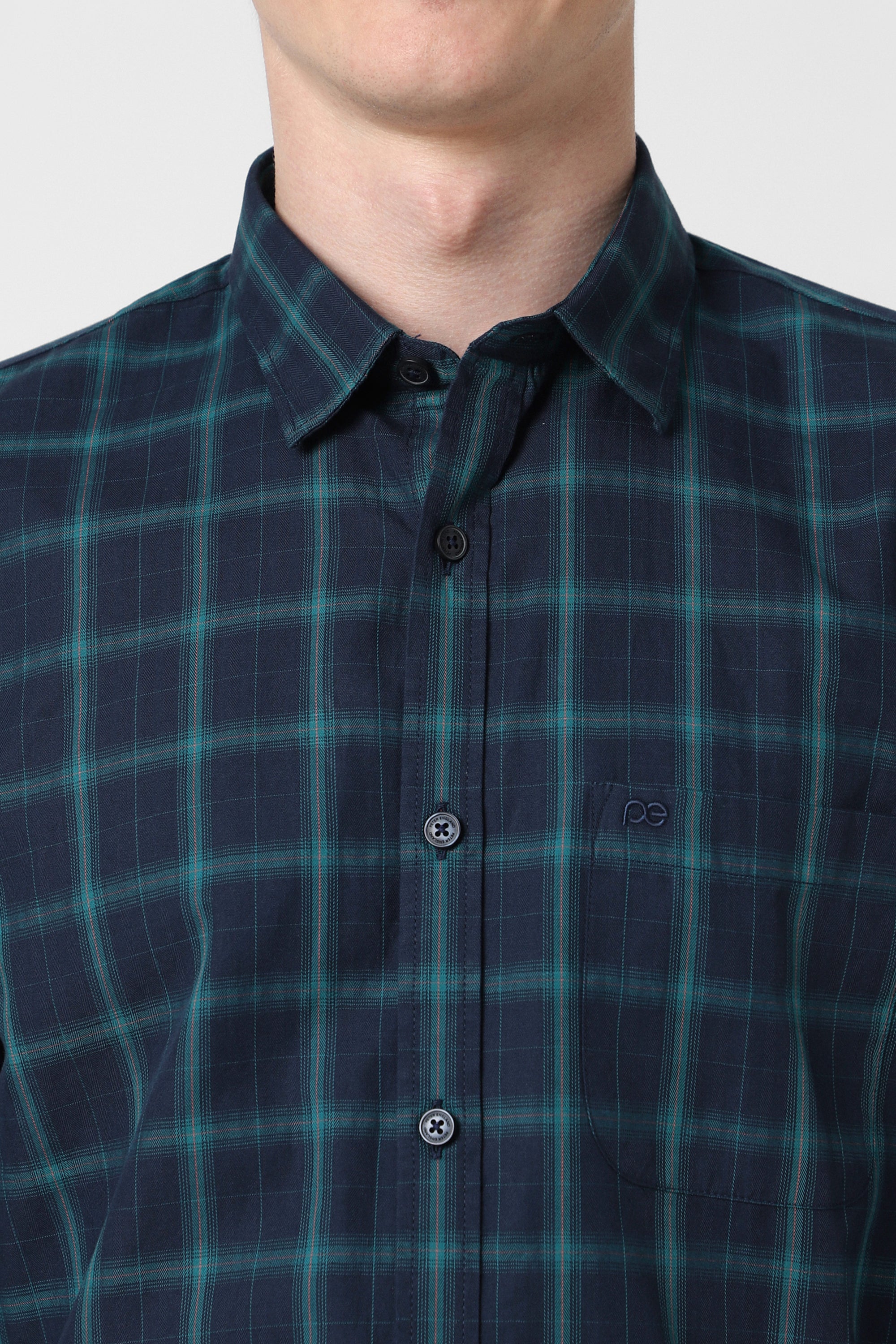 Men's Navy Casual Full Sleeves Shirt