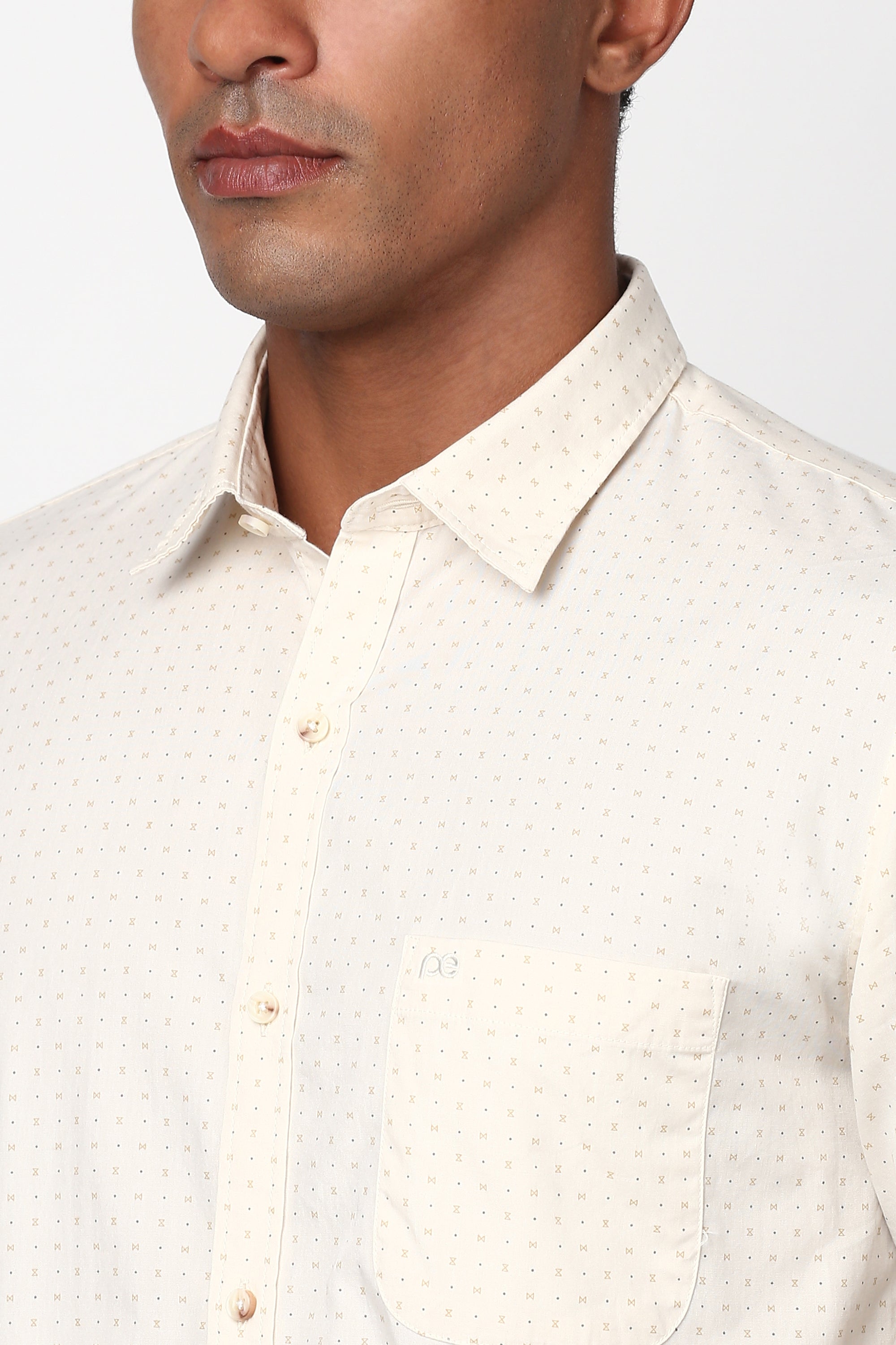 Men's Khaki Casual Full Sleeves Shirt