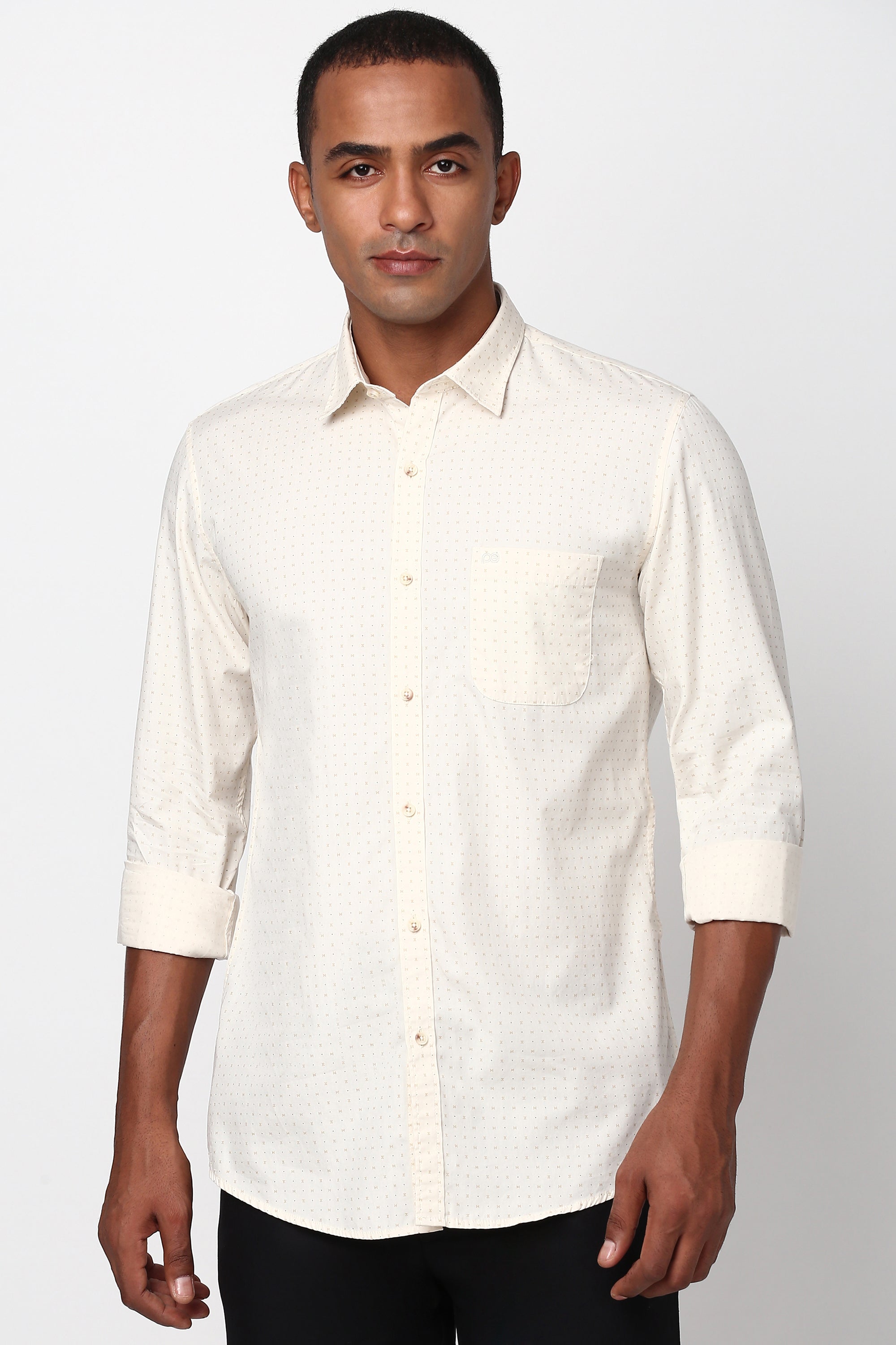 Men's Khaki Casual Full Sleeves Shirt