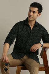 Men's Black Casual Full Sleeves Shirt