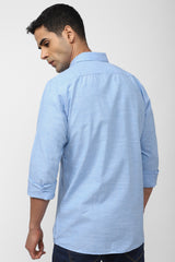 Men's Blue Casual Full Sleeves Shirt