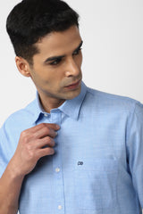 Men's Blue Casual Full Sleeves Shirt