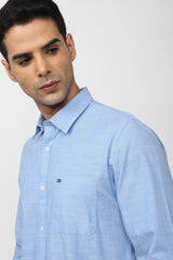 Men's Blue Casual Full Sleeves Shirt
