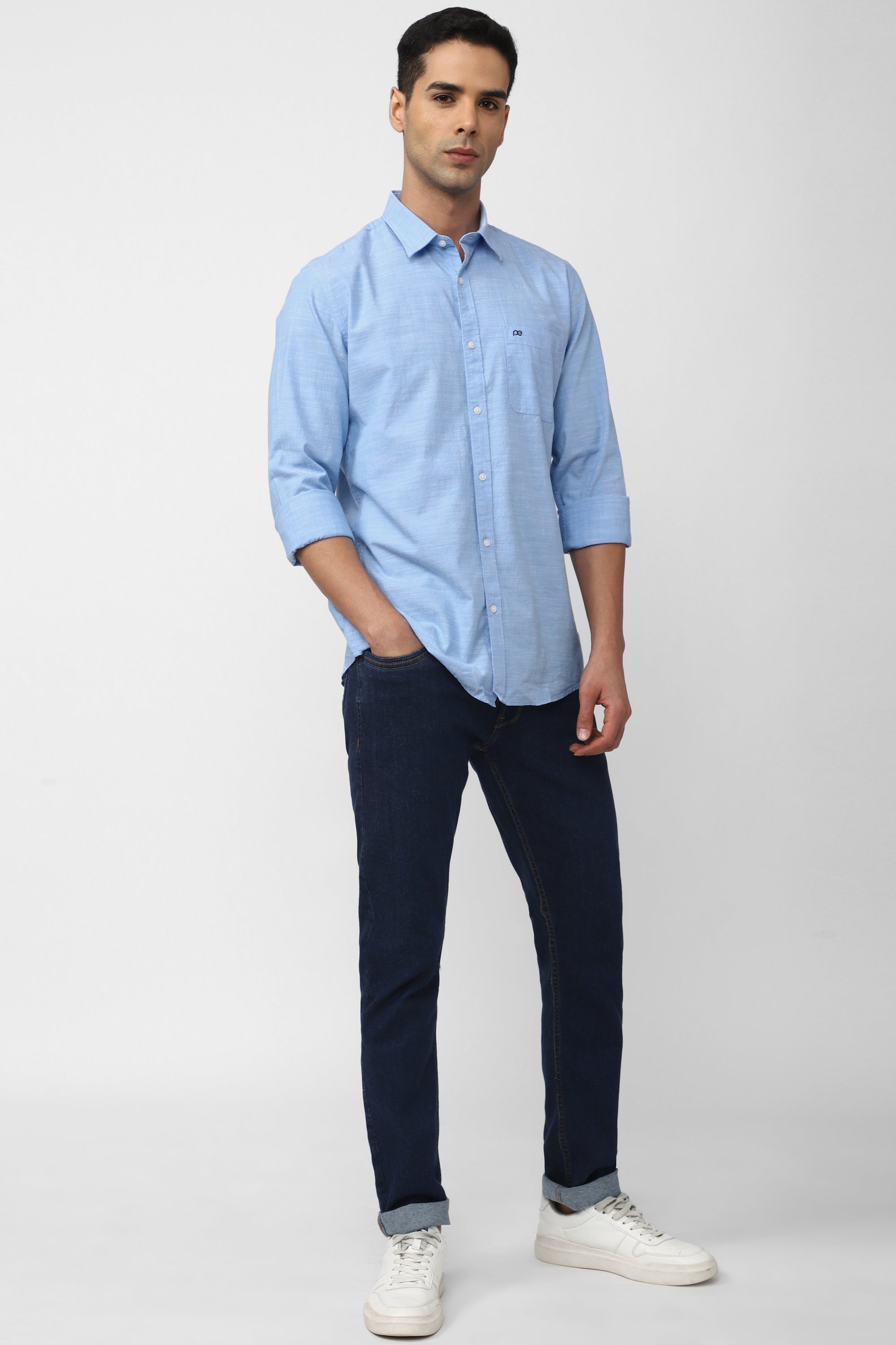 Men's Blue Casual Full Sleeves Shirt