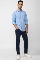 Men's Blue Casual Full Sleeves Shirt