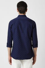 Men's Navy Casual Full Sleeves Shirt