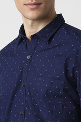 Men's Navy Casual Full Sleeves Shirt