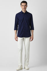 Men's Navy Casual Full Sleeves Shirt