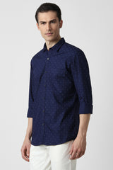 Men's Navy Casual Full Sleeves Shirt