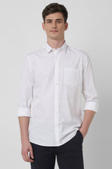 Men's White Casual Full Sleeves Shirt